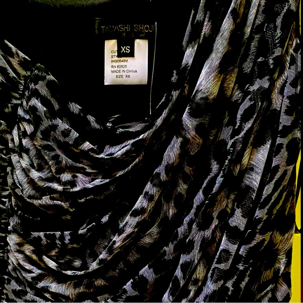 Black leopard off the shoulder Tadashi dress worn once for NYE! Very flattering